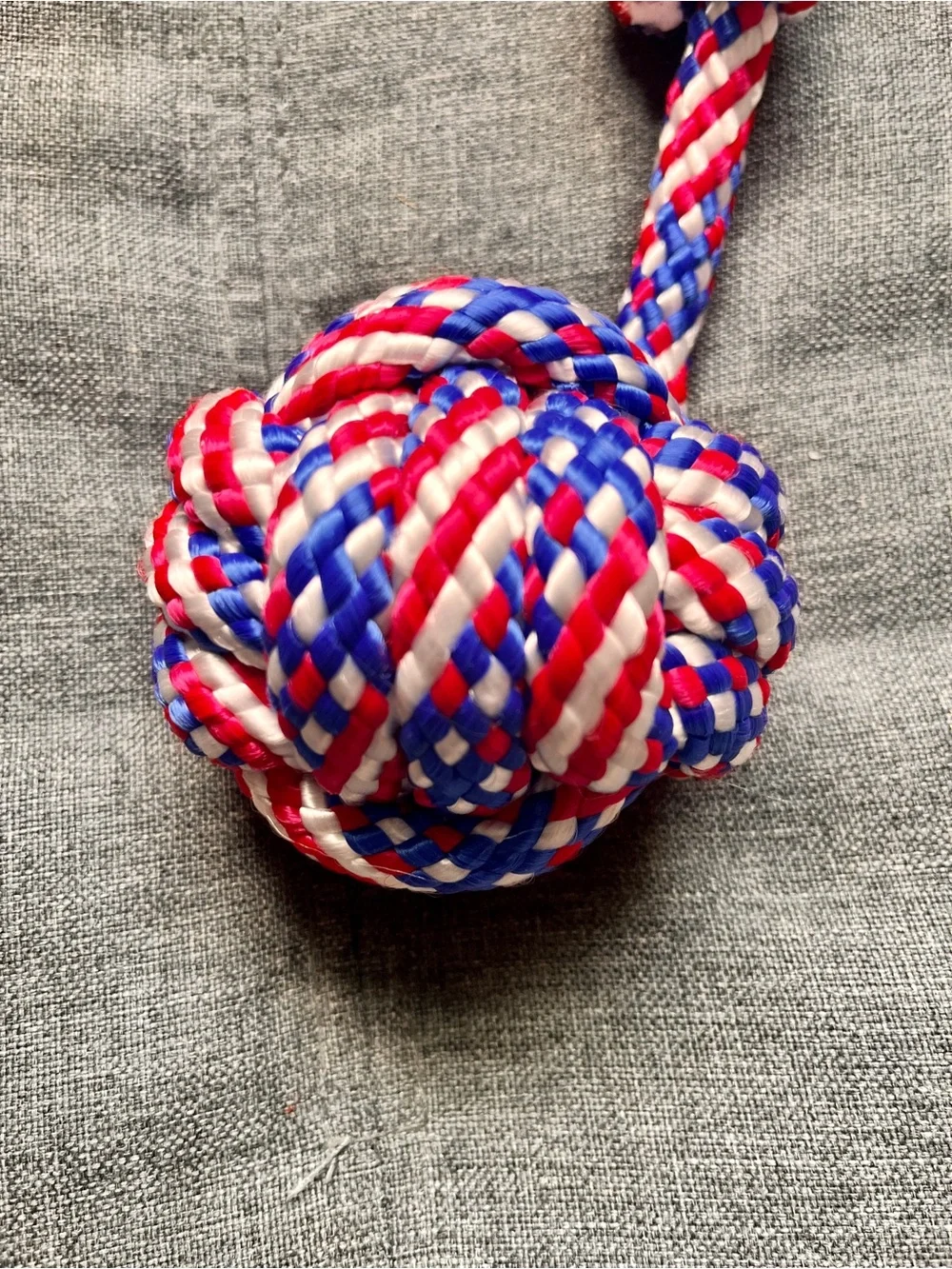 Handcrafted in the US: Patriotic Monkey’s Fist Dog Toy – Heavy Duty & Durable